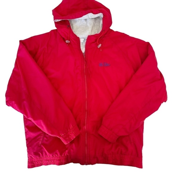 Vintage Ole Miss Red Nylon Jacket Size XL - Picture 1 of 9